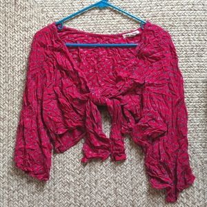 Pink Tie Front Crop Top (Billabong, XS)